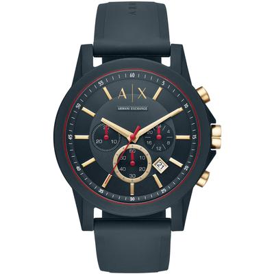 Chronograph ARMANI EXCHANGE, blau (blau, blau), Armbanduhren, Herren, Chronograph, Quarzuhr, Armbanduhr, Herrenuhr, Stoppfunktion, Silikonarmband