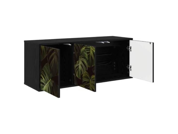GKHPYURE ELBURG TV-Wandschrank 102 x 33 x 40 cm Eiche Schwarz Technisches Holz, 3 Türen, moderner Stil, Wandmontage, dekorativ, Gewicht 16,5 kg, maximale Belastung 30 kg