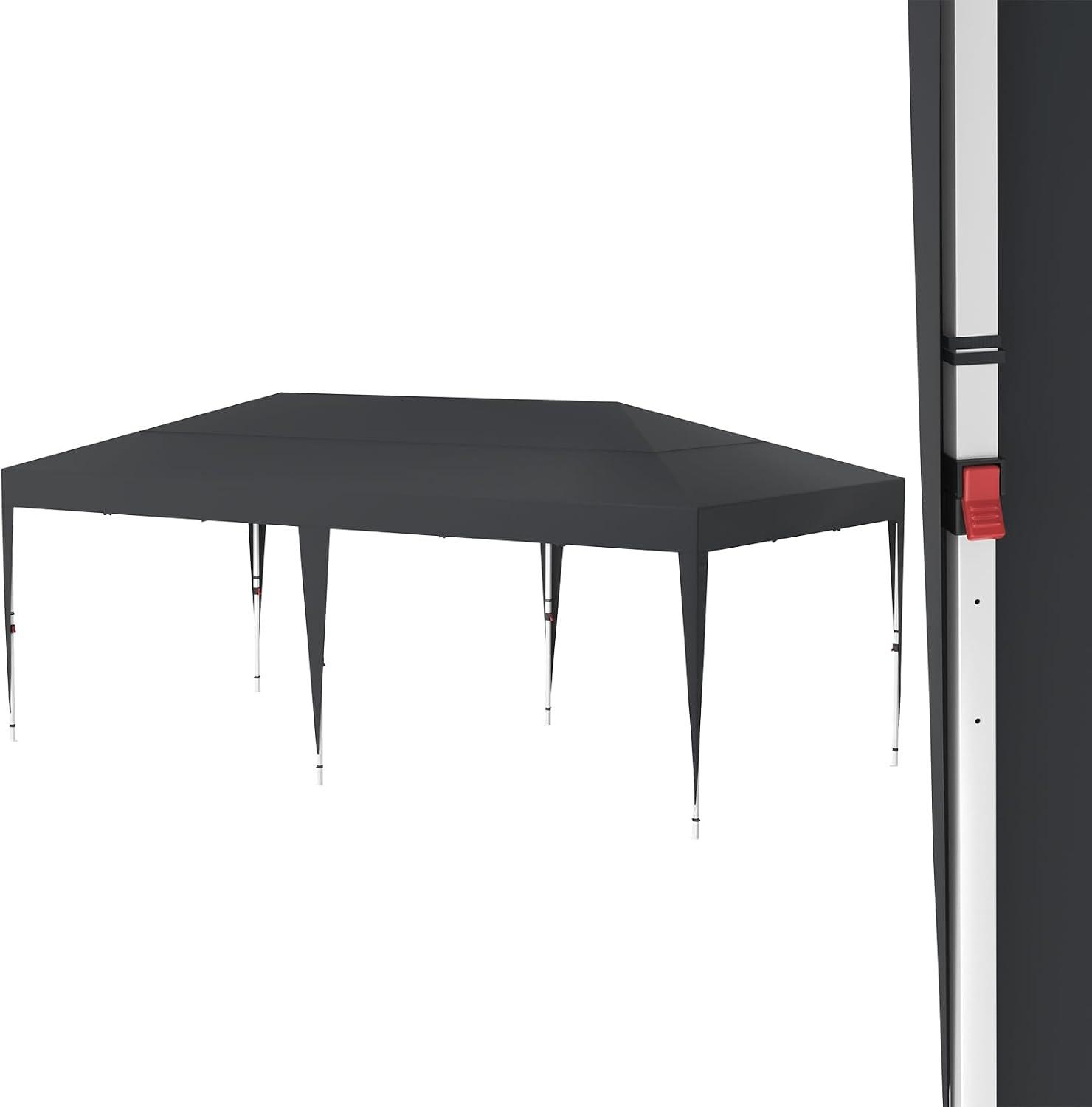 Froadp faltbarer Outdoor-Faltpavillon 3x6 m, wasserdicht mit UV-Schutz, höhenverstellbares Gartenzelt für Partys und Veranstaltungen, inklusive Tragetasche und Erdankern, Anthrazit