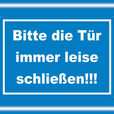 HB-Druck Aufkleber Bitte die Tür immer leise weiss-blau A0 (841x1189mm)