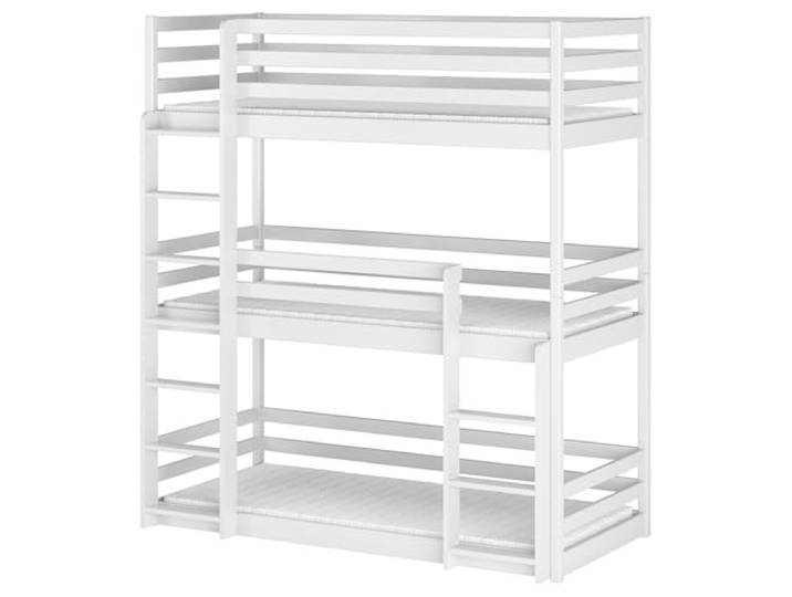 Lomadox Kinderzimmer Hochbett Kinder Etagenbett 90x200 cm mit 3 Liegeflächen Kiefer weiß