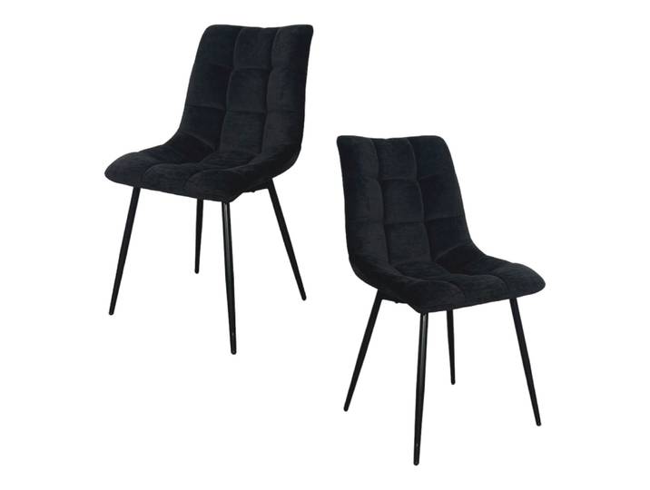 Lot de 2 chaises tissu velours noir
