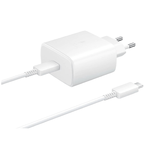 Samsung USB-C Ladeadapter mit Schnellladefunktion 45W + USB-C Kabel EP-TA845 Weiß
