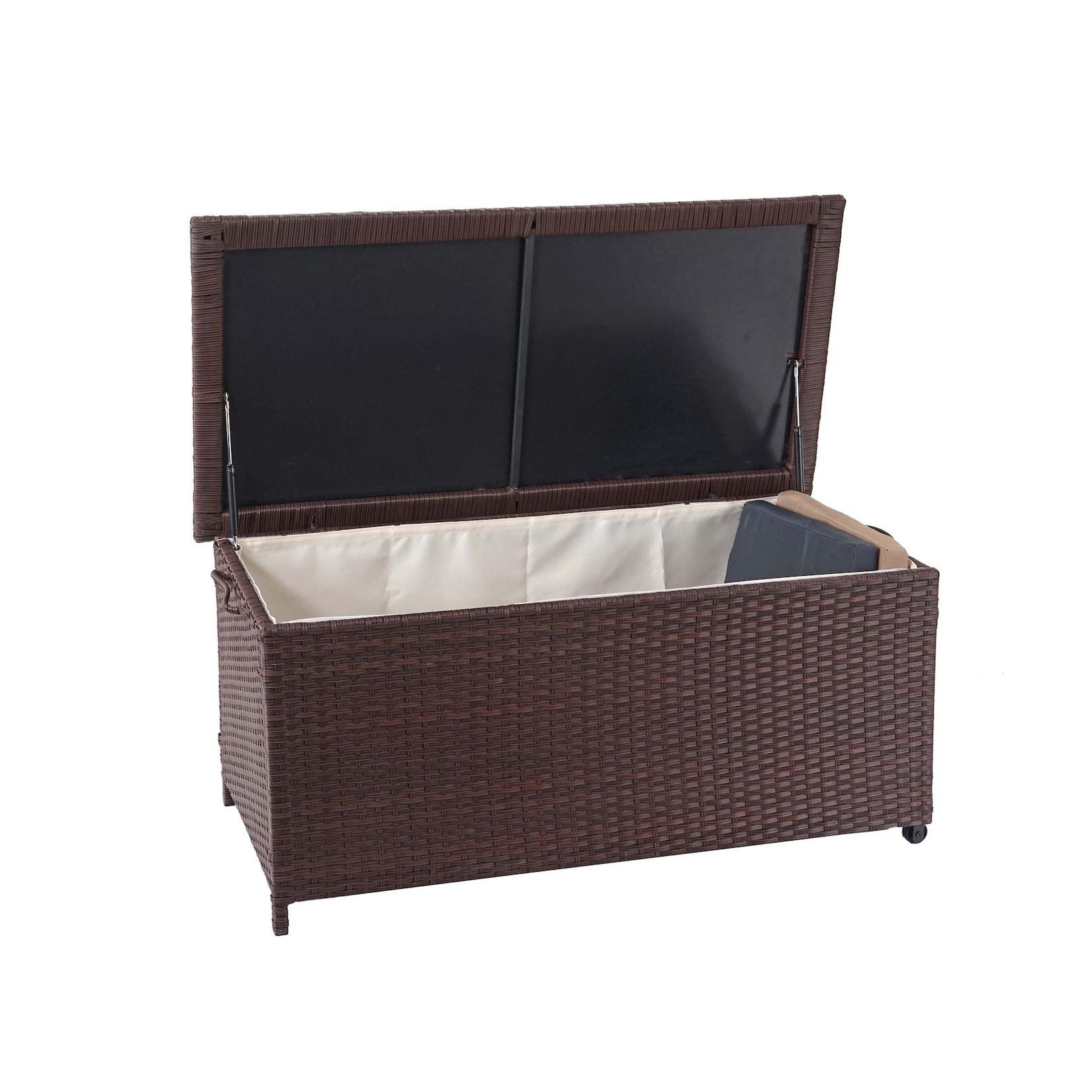 Poly-Rattan Kissenbox MCW-D88, Gartentruhe Auflagenbox Truhe ~ Premium braun, 51x100x50cm 170l