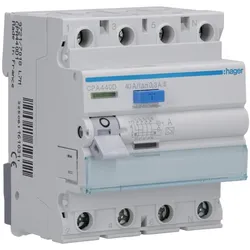 Hager, Schutzschalter, FI-Schutzschalter A 4p 400V 40A 0.3A 4TE REG DIN-Schiene