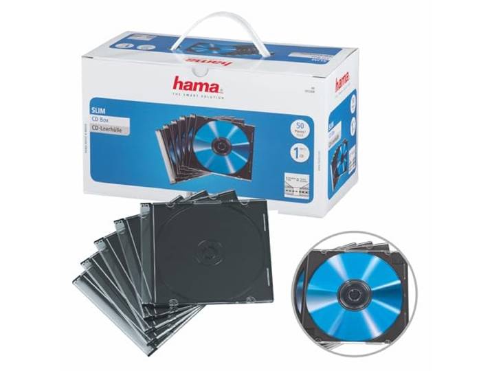 Hama CD Lege Case Cover (Slim Line, hoogte: 5mm, CD-hoezen) 50 Pack, transparant-zwart