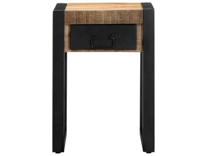 Beistelltisch 35 x 35 x 50 cm aus massivem Mangoholz mit Schublade und Massives Mangoholz, Finish, 1 Schublade, 1 offene Ablage, Montage erforderlich, Befestigungsvorrichtung