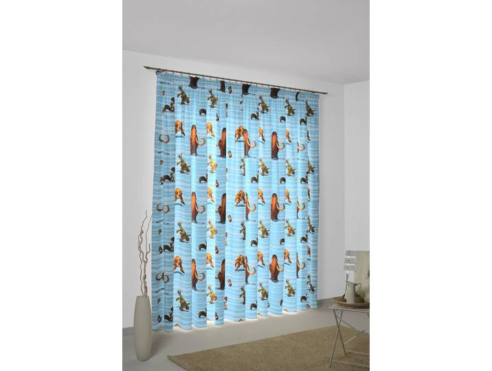 Vorhang WIRTH Ice Age Gr. 1, blau, B:142cm H:145cm, Satin, Polyester, Gardinen, Vorhang, Disney