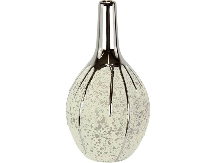 Dekovase I.GE.A. Keramik Vase , bunt (weiß, silberfarben), B:12cm H:24cm, Keramik, Vasen, Dekovase, Keramik-Vase, Blumenvase gepunktet