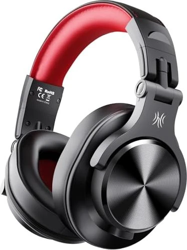 OneOdio A70 - draadloze koptelefoon - microfoon - muziek|studio|DJ (zwart/rood) (50 h, Kabelgebunden, Kabellos) (A70 Black Red)
