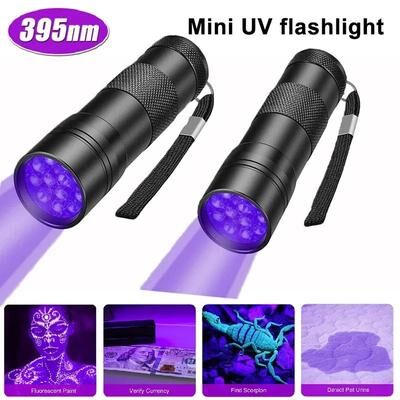 Uplifted Finds Portable UV Flashlight Black Light Detector For Pet Stains And Inspection 12 Leds Black Uv 2 Pcs