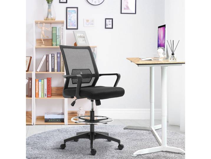 Vinsetto Fauteuil Bureau Pivotant Maille Noir