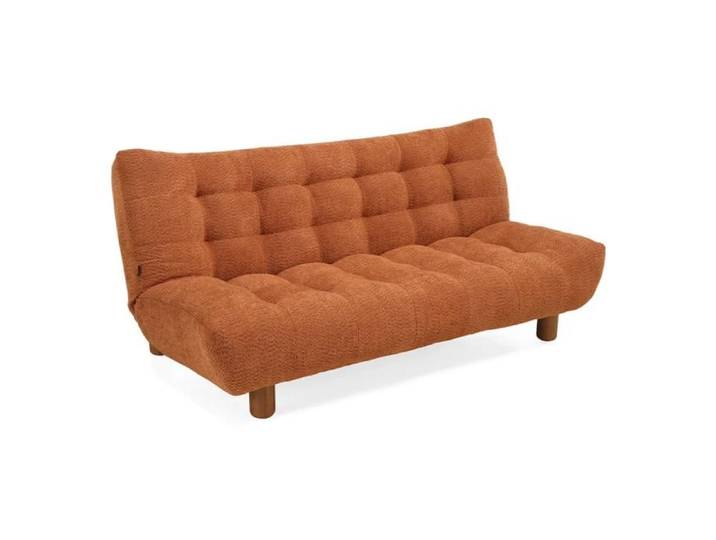 Banquette convertible capitonnée tissu bouclette terracotta - VALENTIN Meubletmoi