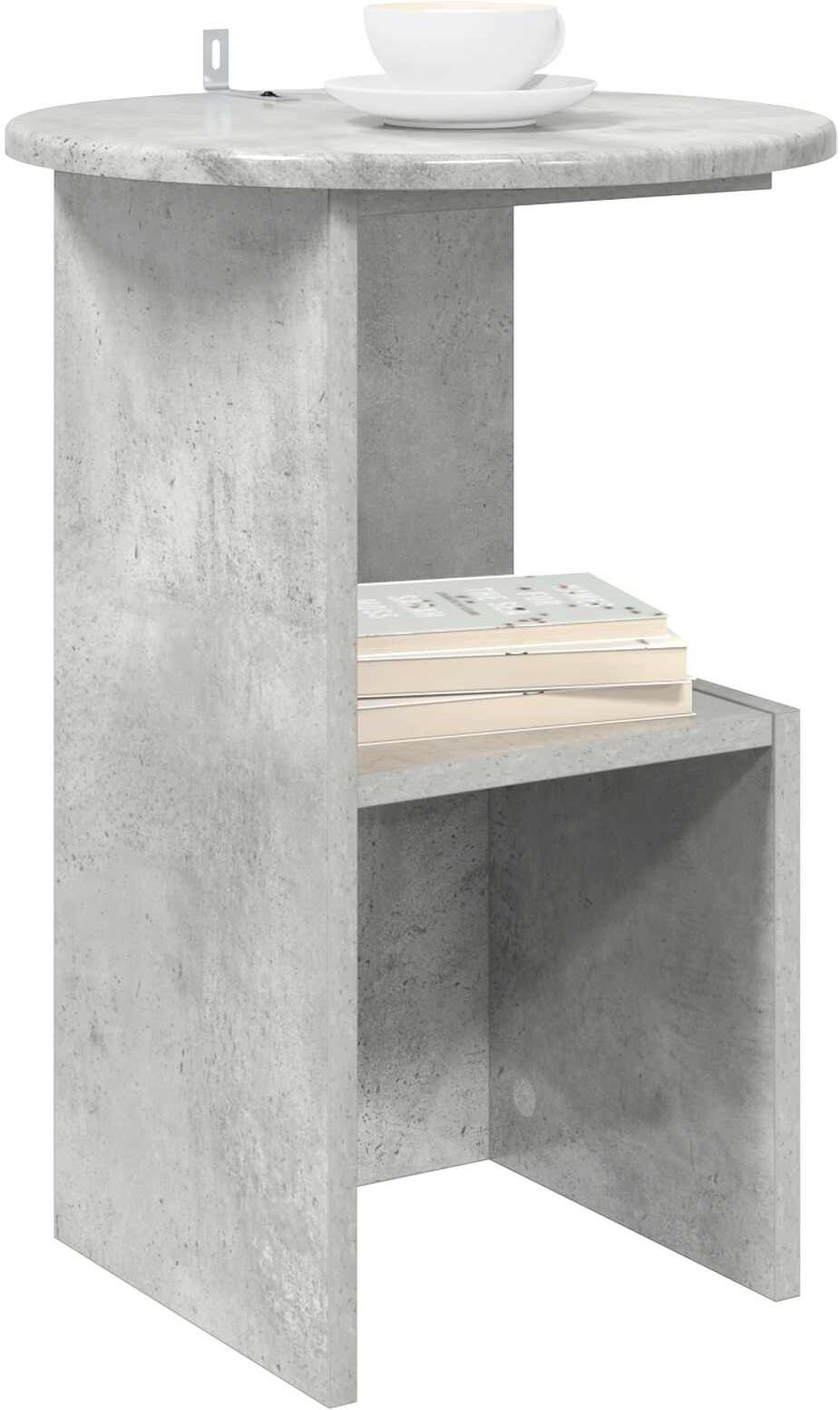vidaXL Mesa lateral Gris Hormigón Ø 39,5 x 55 cm Madera de Ingeniería Gris
