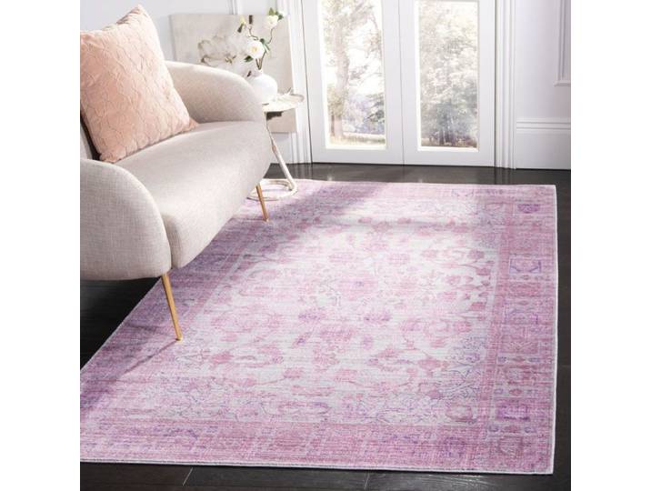 Tapis Artisanat inspiré en Polyester Rose/Multicolore 152 x 244 cm