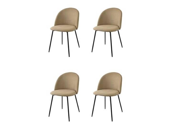 KEKOHOME 4er-Set Esszimmerstühle Luna, Beine aus lackiertem Stahl mattschwarze Farbe, Bezug aus Stoff Farbe Gämsebraun