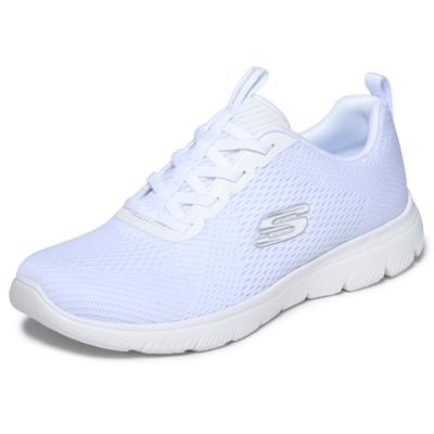 Slip-On Sneaker SKECHERS "SUMMITS", Damen, Gr. 35, Textil, weiß, Schuhe, Schlupfschuh, Halbschuh, Freizeitschuh mit elastischen Schnürsenkeln