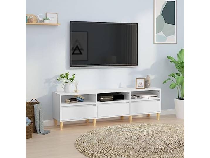 HEFZGDB TV-Schrank Weiß 150x30x44,5 cm Holzwerkstoff mit glatter Oberfläche und reichlich Stauraum für Multimedia-Geräte, langlebiges Möbelstück für Wohnzimmer