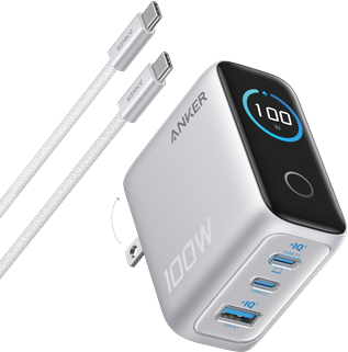 Anker Charger (100W, 3 Ports, Smart Display)