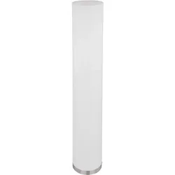 Stehleuchte Wohnzimmer modern Säulenlampe 3 flammig Stehleuchte sandfarben mit Textilschirm, Metall nickel, 3x E27 Fassungen, DxH 19x110 cm