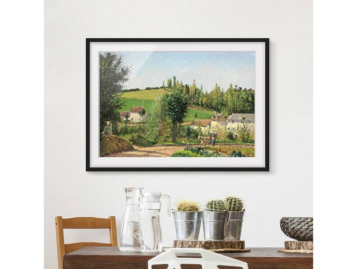 Bild Camille Pissarro Kleines Dorf II Papier Rahmen: Echtholz, furniert: Kiefer Multicolor 70 x 50cm