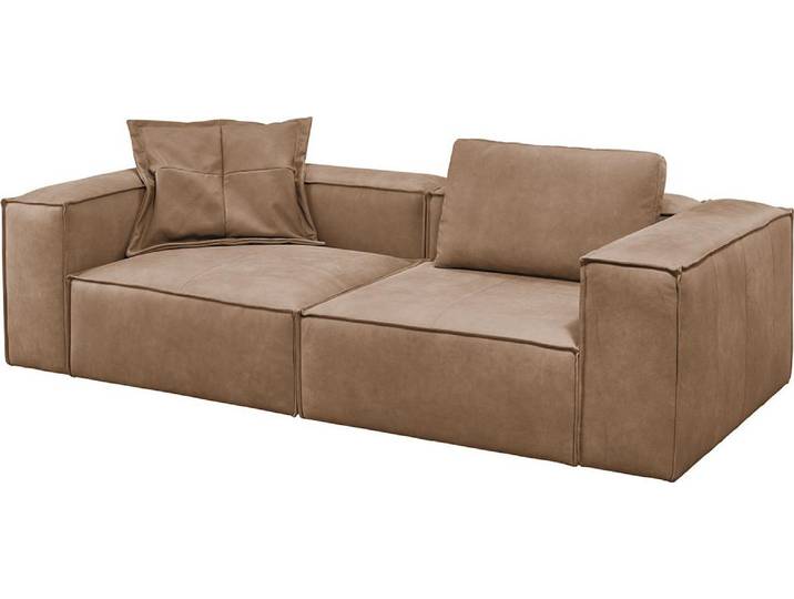 KAWOLA Sofa CARMO 3-Sitzer Leder taupe