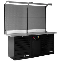 Unior, Werkbank + Arbeitsbock, 990TB1 Tech-Werkbank mit Rückwand und Licht, black (200 cm, 75 cm)