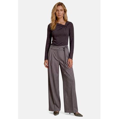 Kurzarmshirt ZERO "Damen mit Schnalle", Damen, Gr. 36, grau (anthrazit melange), Obermaterial: 82% Polyester, 15% Viskose, 3% Elasthan, figurbetont normal, asymmetrischer Ausschnitt, Shirts, drapiert / gerafft