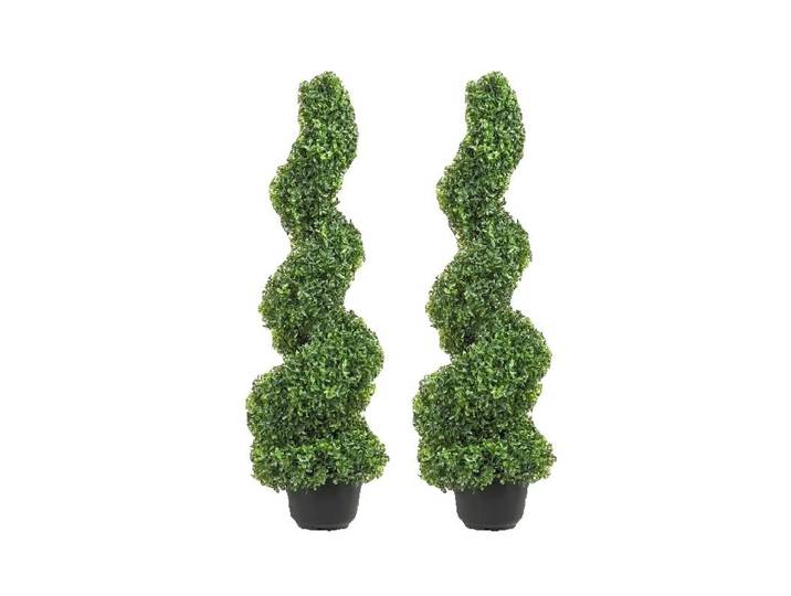 SucceBuy 1/2 pièces tour de buis artificielle topiaire spirale plante artificielle 24/36/48 pouces de haut plantes décoratives arbre PE en plastique vert