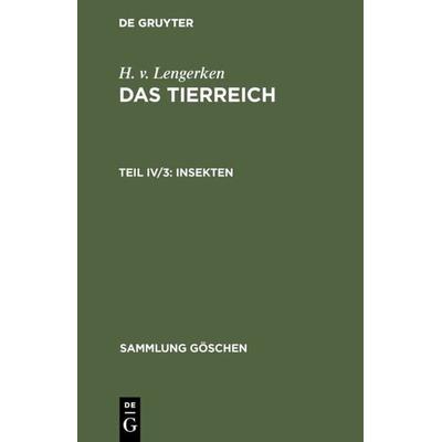 Insekten, Gebundene Ausgabe von H. v. Lengerken, De Gruyter, 978-3-11-006154-3