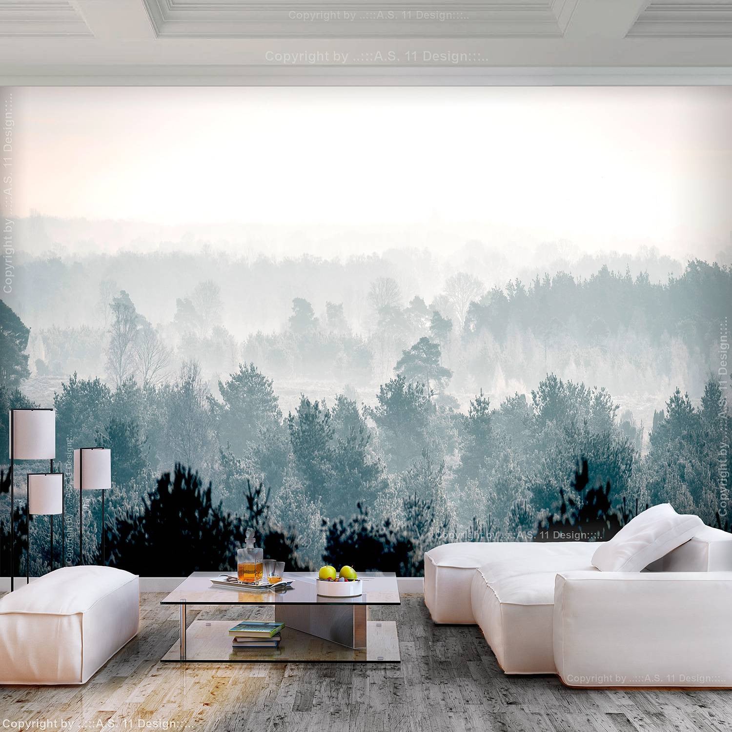 home24 Fotobehang Winter Forest, Grijs, B: 100 cm, H: 70 cm