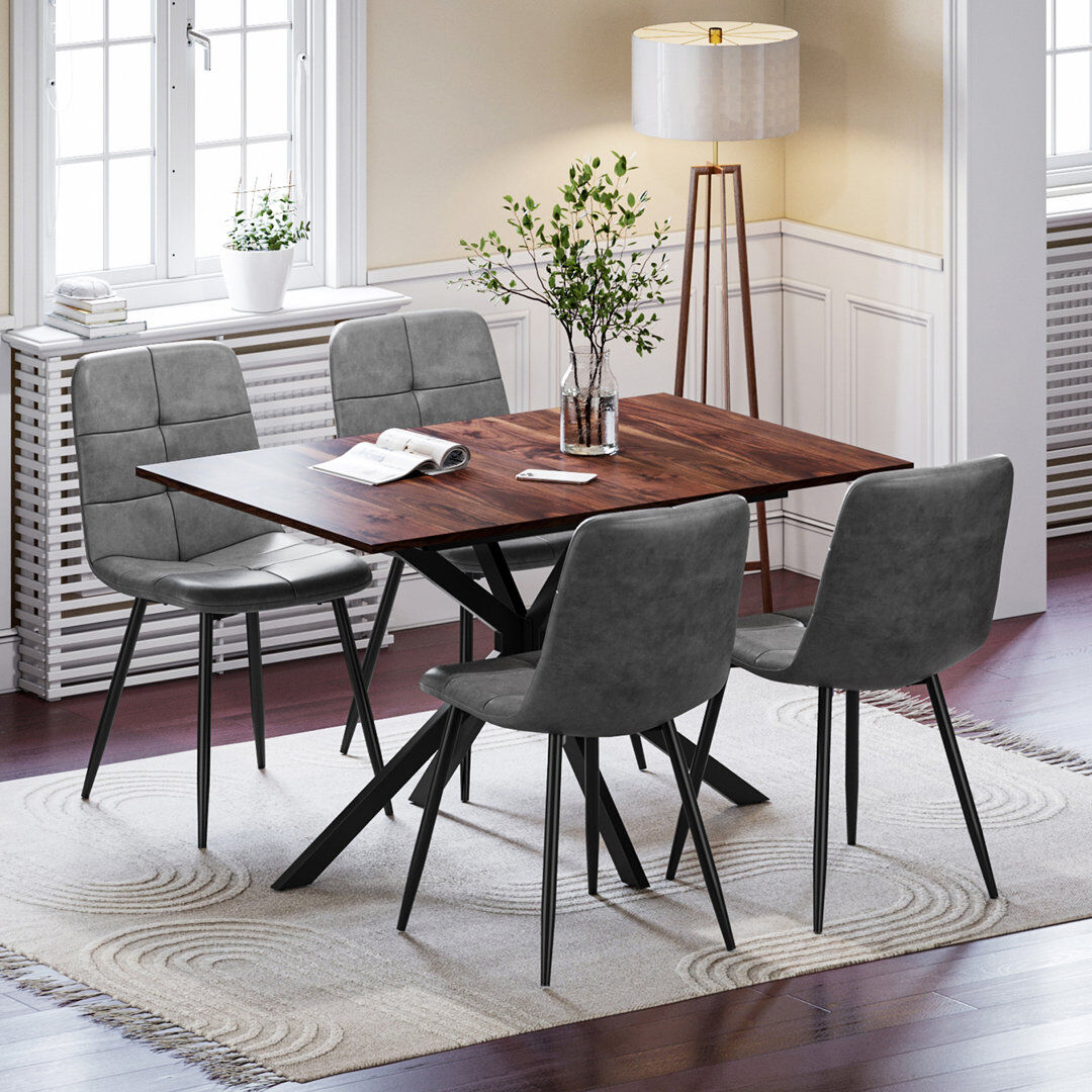 George Oliver 4 -Person Extendable Dining Set Brown/Grey 4