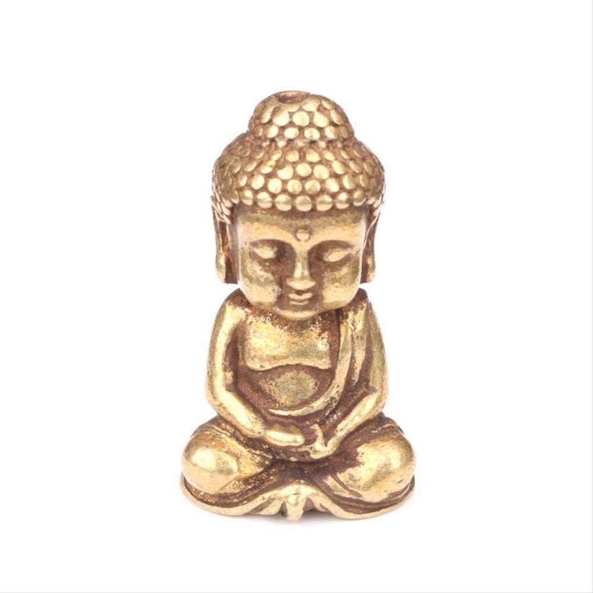 Boeddha Beeldje - Koperen Ornament - Vintage Woondecoratie