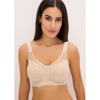 Entlastungs-BH BONPRIX, Damen, Gr. 110, Cup D, beige (kreidebeige), Obermaterial: 86% Polyamid, 14% Elasthan. Einsatz: 100% Polyamid. Futter: 100% Baumwolle, BHs Entlastungs-BH, mit gepolsterten Trägern, mit verstellbarem Verschluss