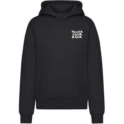 Kapuzensweatshirt MISS TEE "Miss Tee Never Look Back Ladies Fluffy Hoody", Damen, Gr. M, schwarz, 70% Baumwolle, 30% Polyester, bedruckt, Rundhals, Sweatshirts