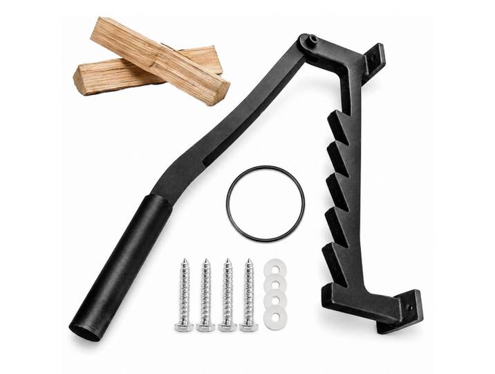 Relaxdays Holzspalter Schwarz Wandmontage Hebelmechanik, Metall, 8x57x14.5 cm,