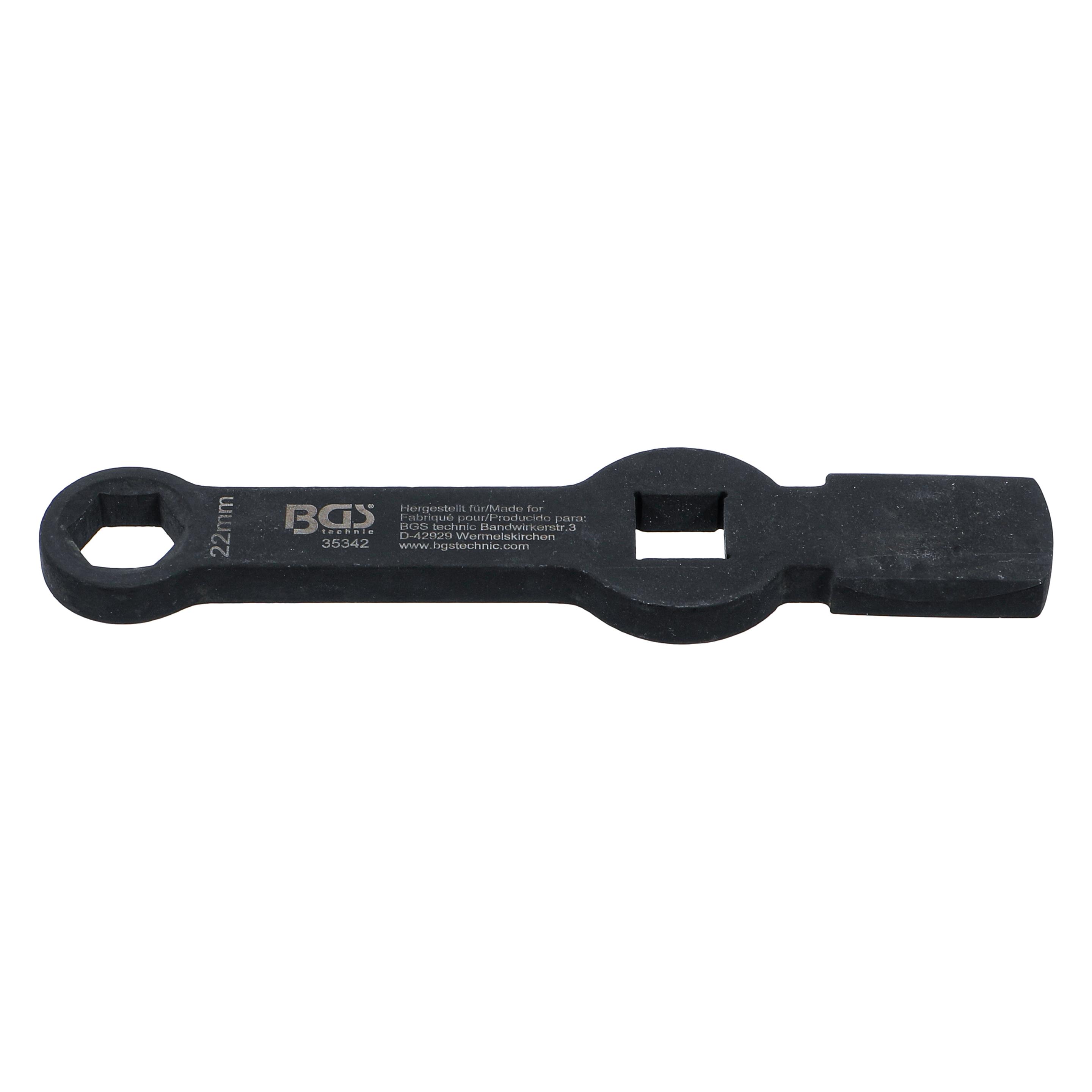 BGS Schlag-Ringschlüssel Sechskant mit 2 Schlagflächen SW 22 mm (22 mm) (35342)