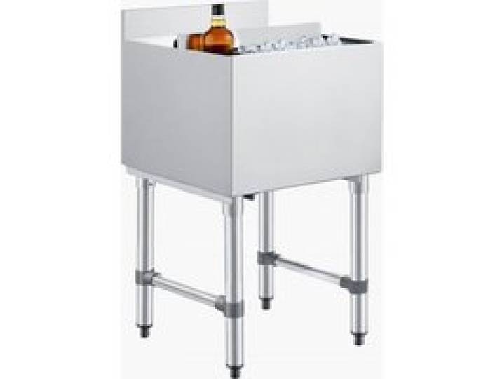 VEVOR Gastronomie Eisbehälter 46,7 L, Edelstahl Untertheken-Eisbehälter 455 x 455 x 850 mm mit Schiebedeckel, Flaschenhaltern & Verstellbaren Füßen, für Bar, Restaurant & Pub, NSF-Zertifiziert