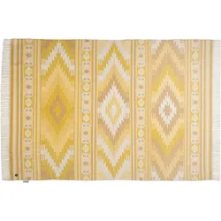 Tom Tailor Vintage-Handwebteppich Kelim Colors I gelb 65 cm x 135 cm