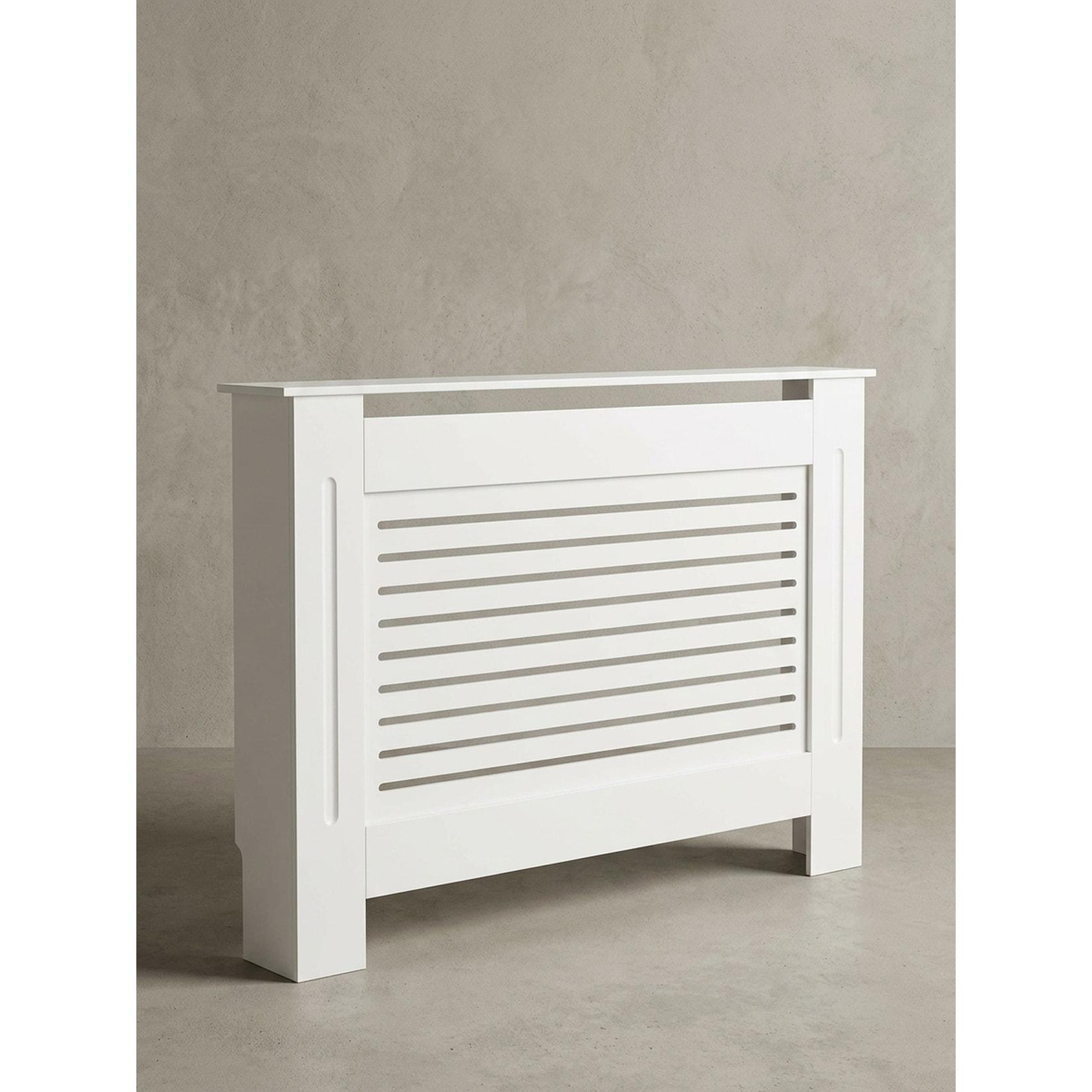 Heizkörperverkleidung MDF Weiß Rechteckig Lamellen 112x19x82