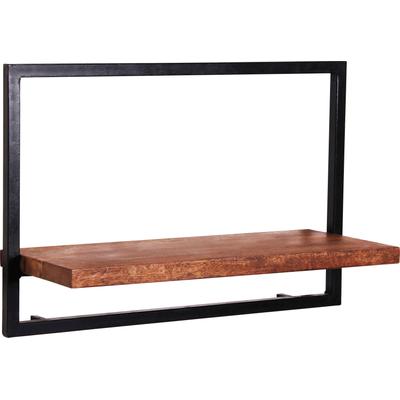 Wandregal SIT "Ponza aus Mangoholz mit Altmetall im Industrial Look", schwarz (natur, schwarz), B:65cm H:35cm T:25cm, Massivholz, Metall, Regale, Wandregal, Freischwebende Wandmontage mit natürlichem Mangoholz