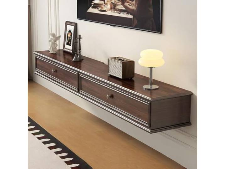 DMYKVJG TV Schrank Holz Hängend for 43-55 , Komplett Montiert Fernsehschrank Medienkonsolen Mit Stauraum, Platzsparend For Wohnzimmer, Schlafzimmer(Brown,55.1 /140cm)