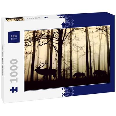 Lais Puzzle Hirsche im Wald im Nebel 1000 Teile