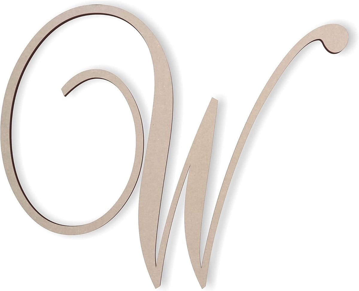 Houten Letter W Monogram Muurdecoratie van MDF - 25 cm