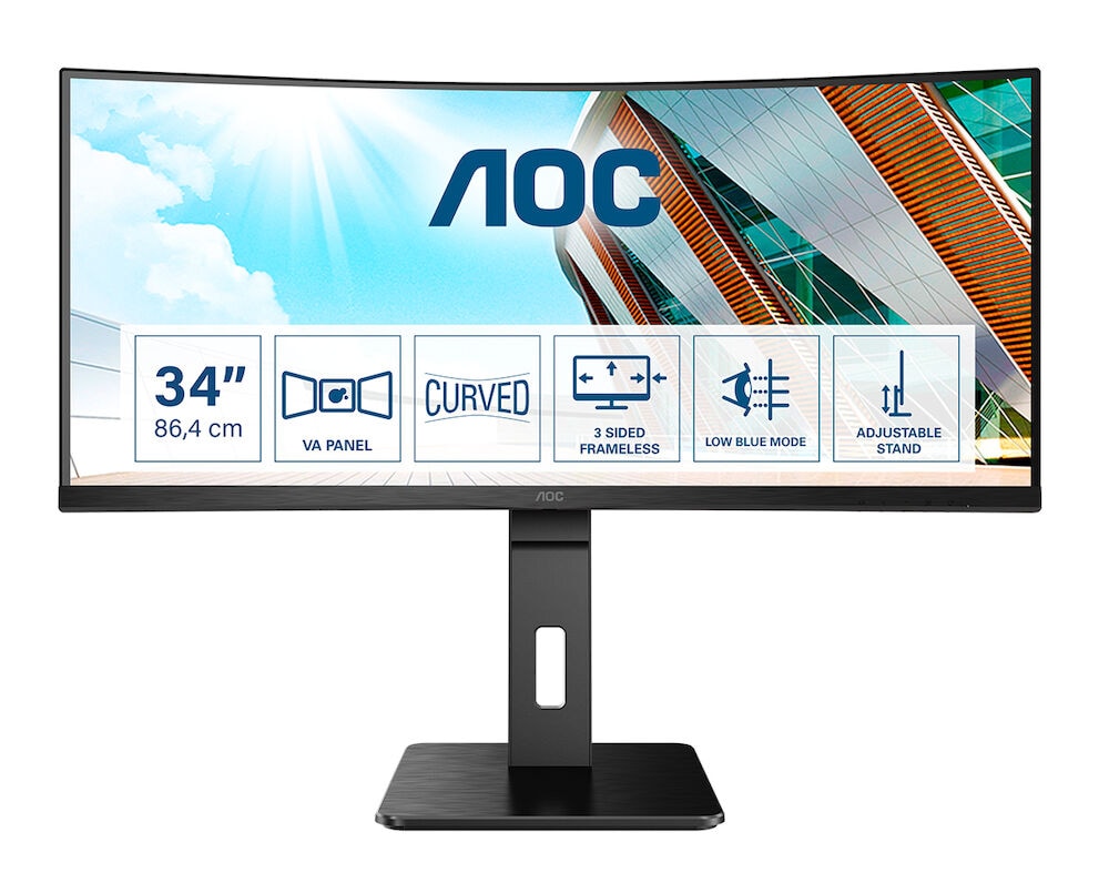 AOC CU34P2A 34 Zoll UWQHD VA Panel 21:9 100 Hz Curved Monitor