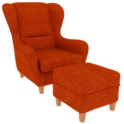 Supellex Sofia Ohrensessel mit Hocker   Design Vienna Orange