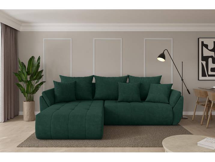 ALTDECOR Ecksofa mit Schlaffunktion und Bettkasten - TOKO-L - 277x194x86 - Grün - Corner Sofa Eckcouch Couch L-Form, links/rechts angeordnet, Schlafcouch Ausziehbar Wohnlandschaft