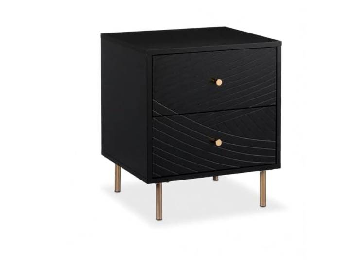 Helloshop26 Moderner Nachttisch, 52 x 45 x 40 cm, mit 2 Schubladen, praktisches Design, schwarz, aus MDF, Schwarz, 13_0015840