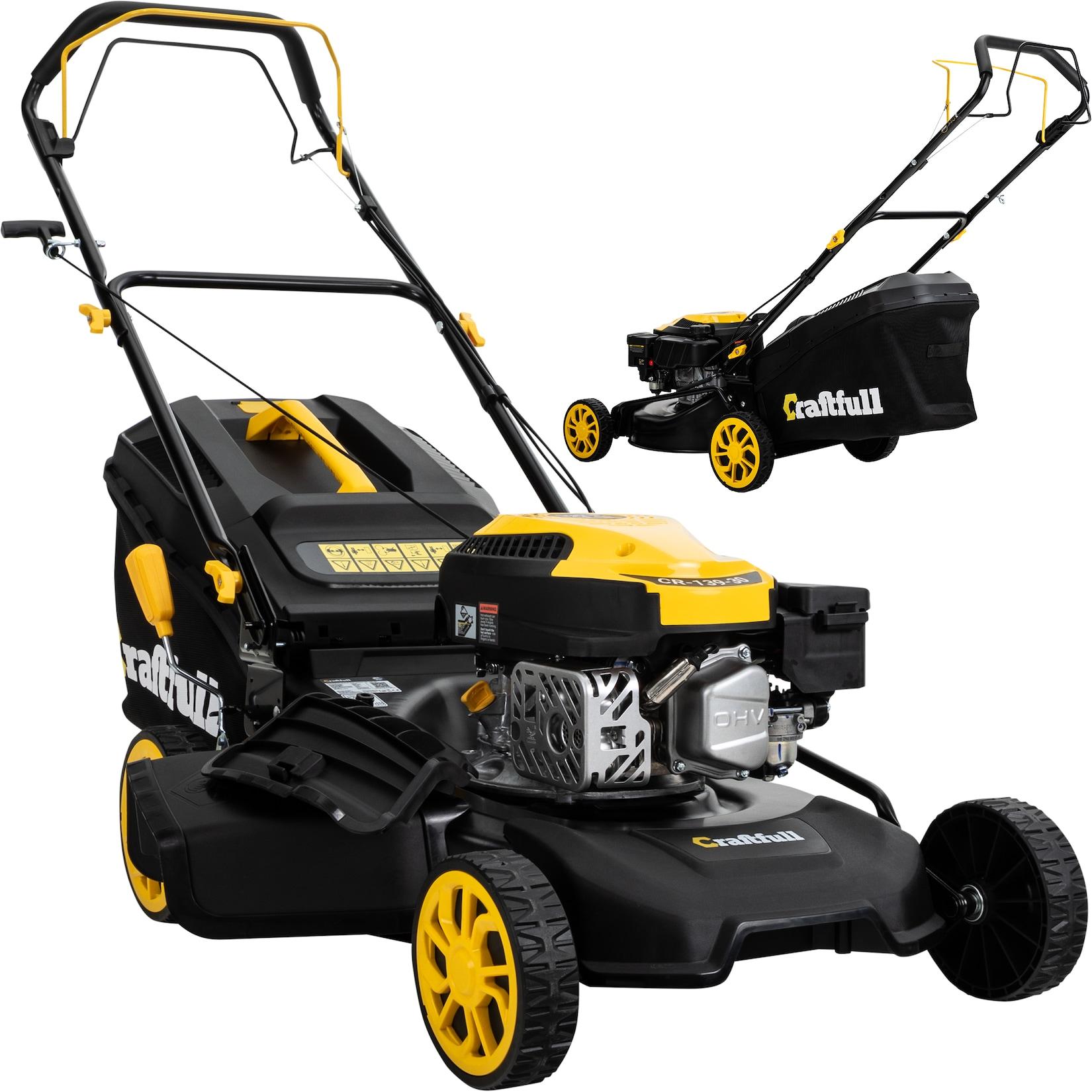 Craftfull Premium Benzin-Rasenmäher CR-139-30, Selbstfahrantrieb, 144cm³ Motor, 4in1-System (Schwarz/Gelb)