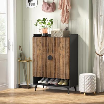 Jiallo "29"" Rustic Brown Wooden Shoe Cabinet, 7-Tier"
